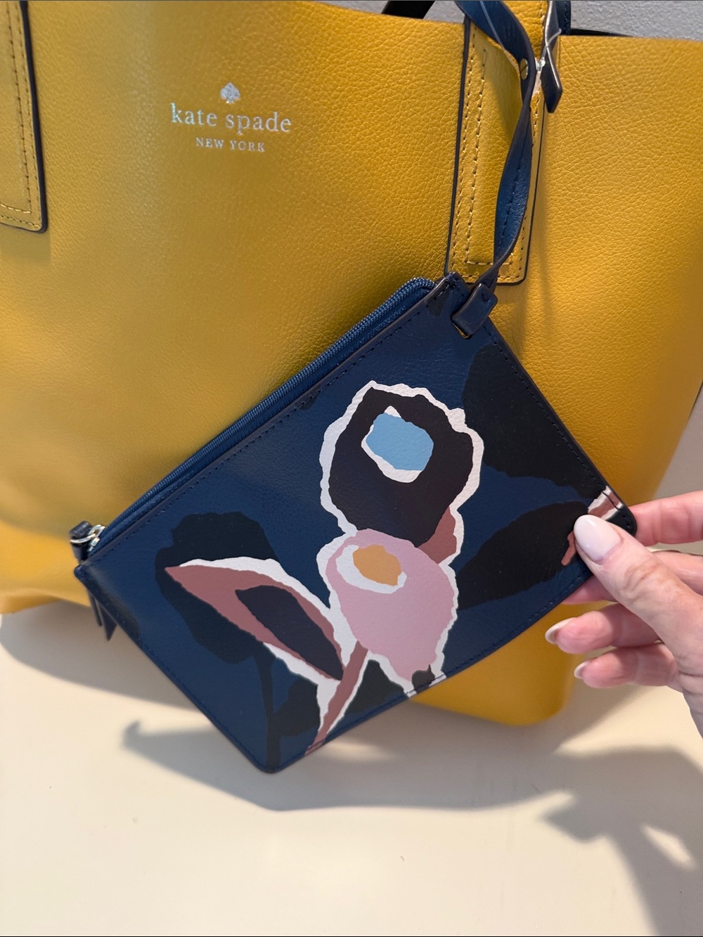 kate spade Mustard Yellow Pebbled Leather Tote - Picture 3 of 4